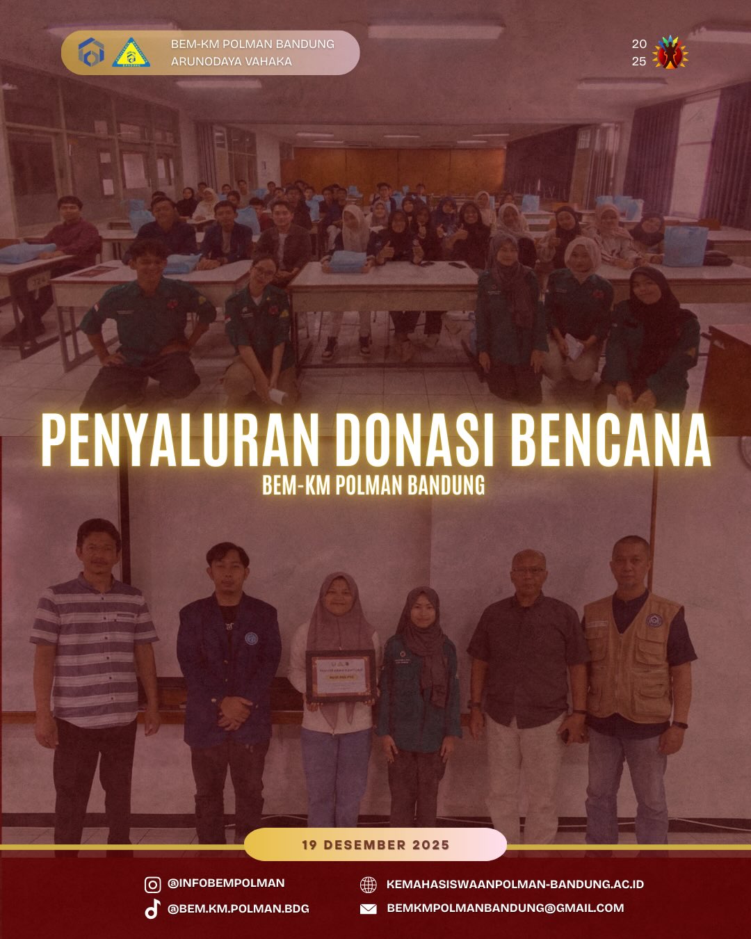 Wujud Solidaritas, BEM-KM Polman Bandung Salurkan Donasi untuk Mahasiswa Terdampak Bencana di Sumatera